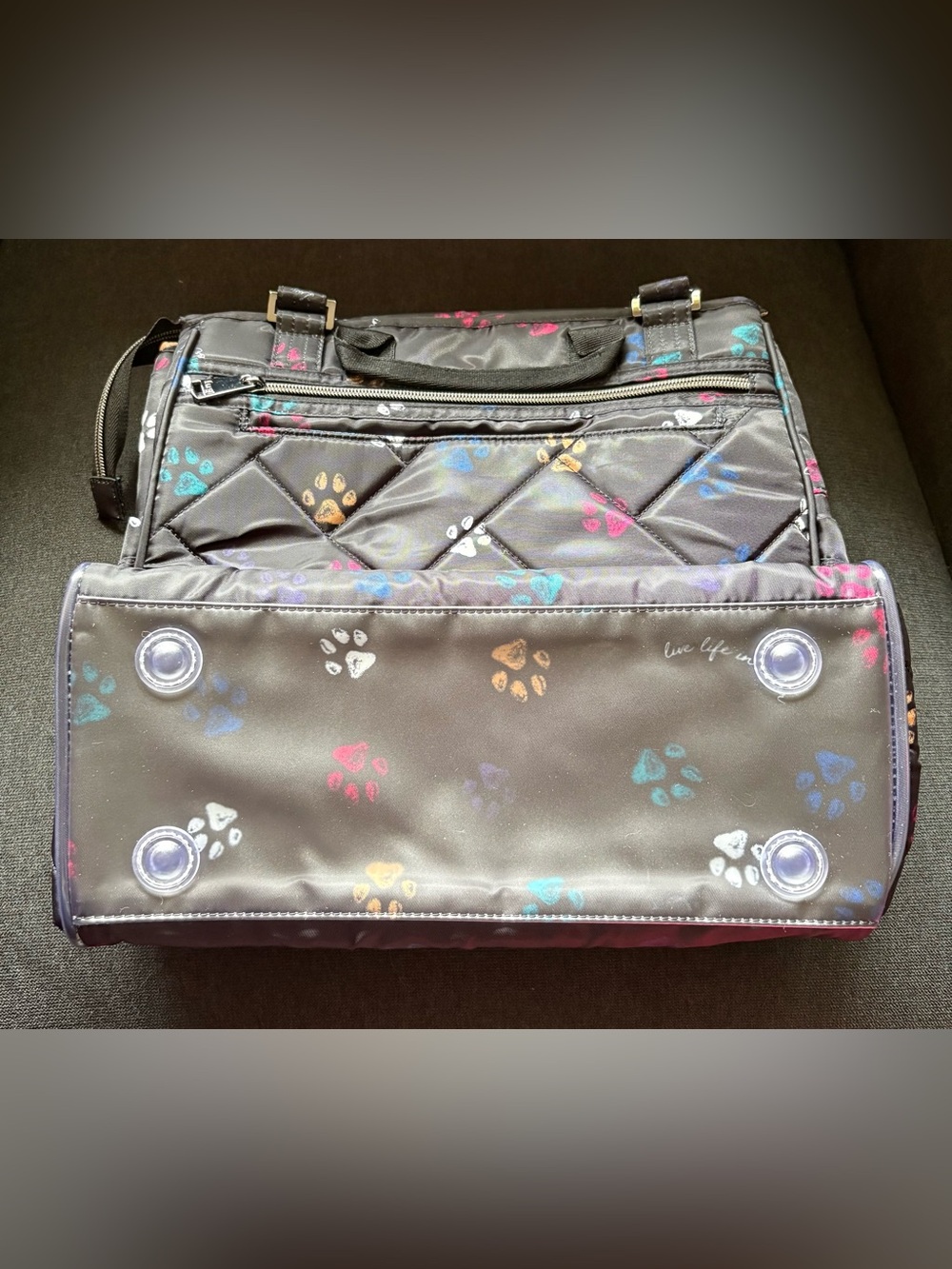 Lug Cabby SE Tote Bag Purse — Wildflower Multi Gray Yellow Pink Blue Red Green - Picture 3 of 16